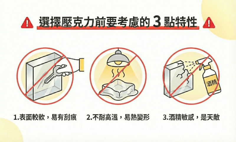 選擇壓克力前要考慮的 3 點特性,讓你挑選更順暢!