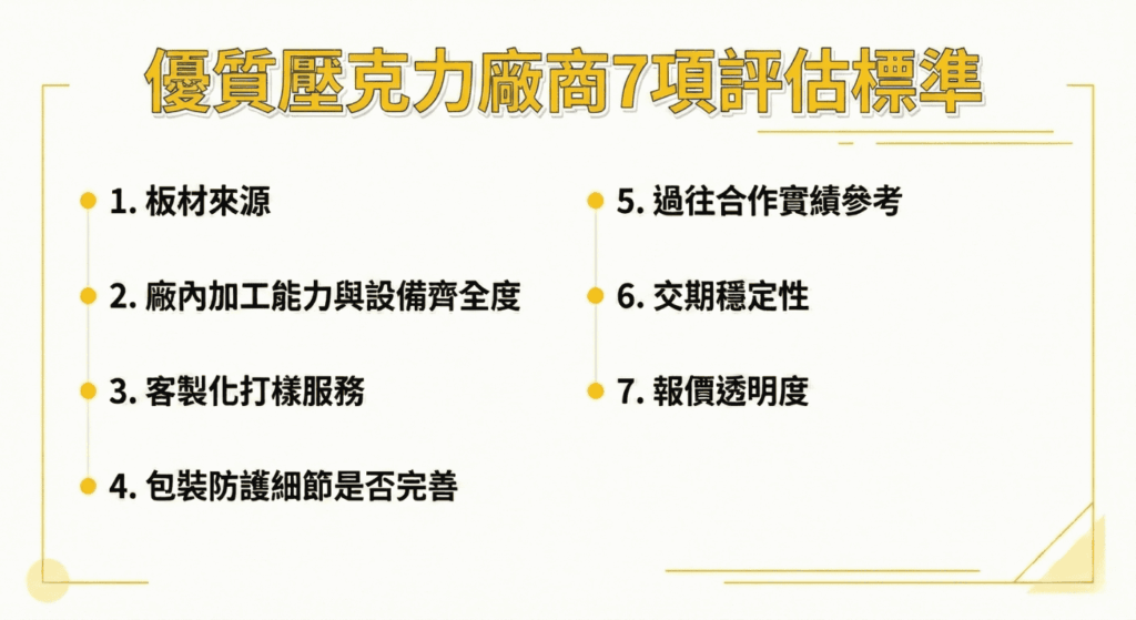 優質壓克力廠商（含壓克力板工廠）7大評估標準
