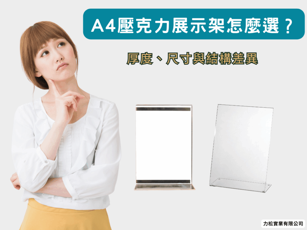 A4壓克力展示架怎麼選？厚度、尺寸與結構差異情境圖