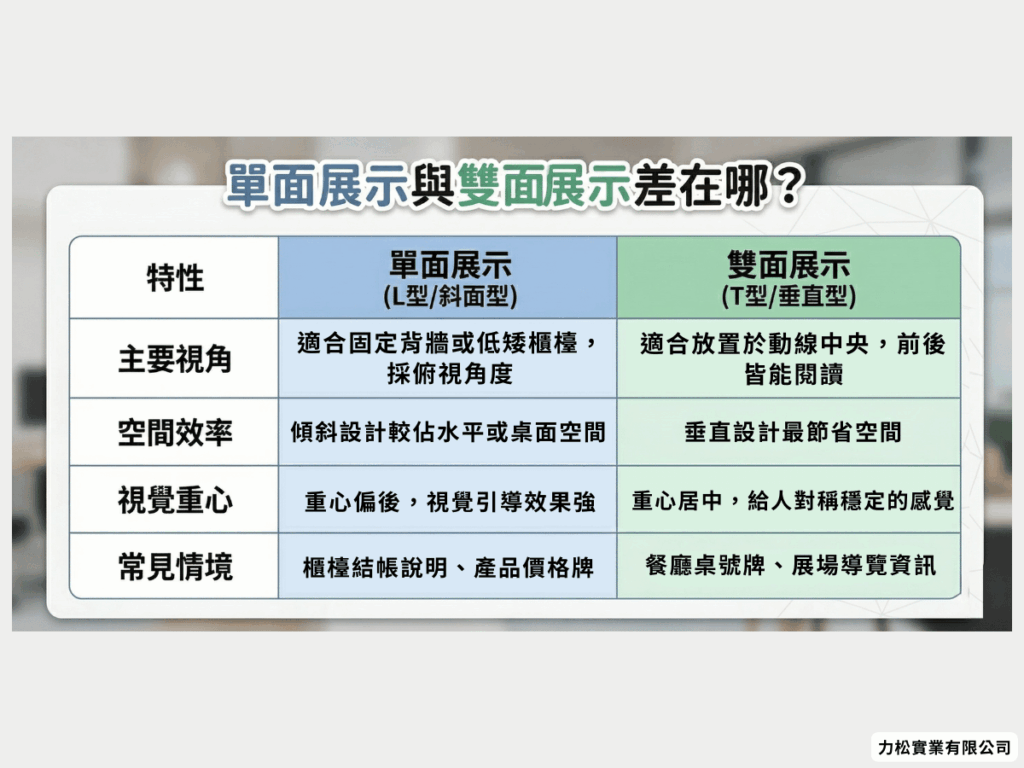 單面展示與雙面展示差在哪？比較表格