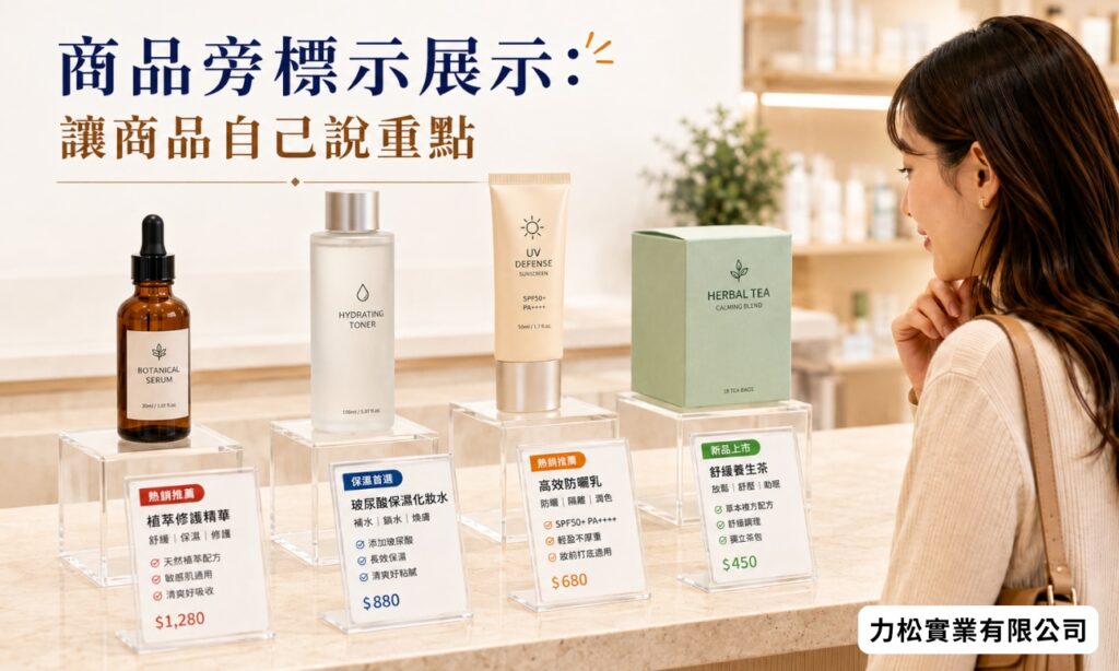 商品旁標示展示：讓商品自己說重點