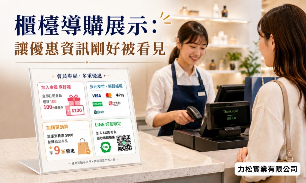 櫃檯導購展示：讓優惠資訊剛好被看見