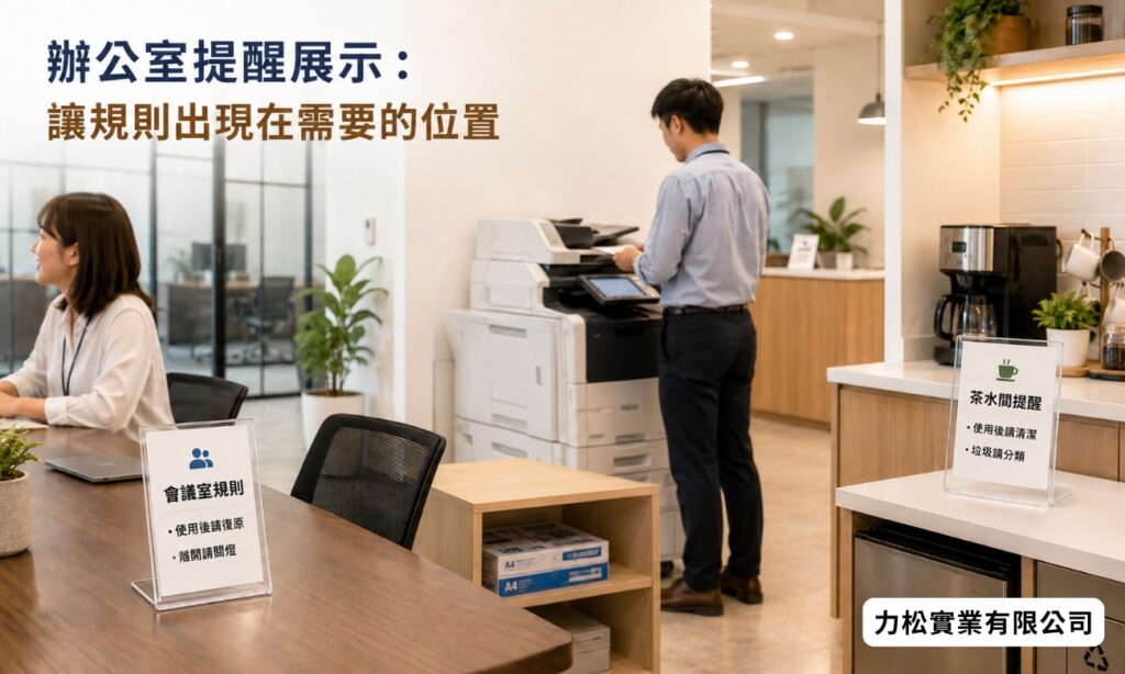 辦公室提醒展示：讓規則出現在需要的位置