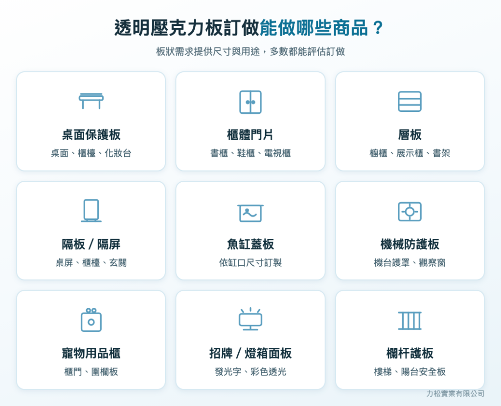 透明壓克力板訂做能做哪些商品？9 種常見品項一次看