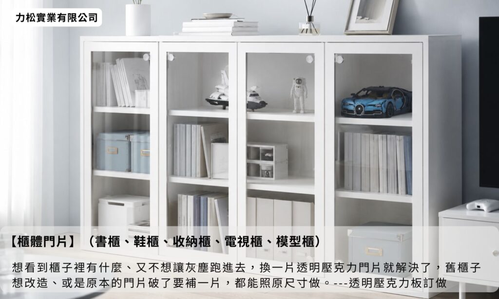 櫃體門片（書櫃、鞋櫃、收納櫃、電視櫃、模型櫃）商品案例